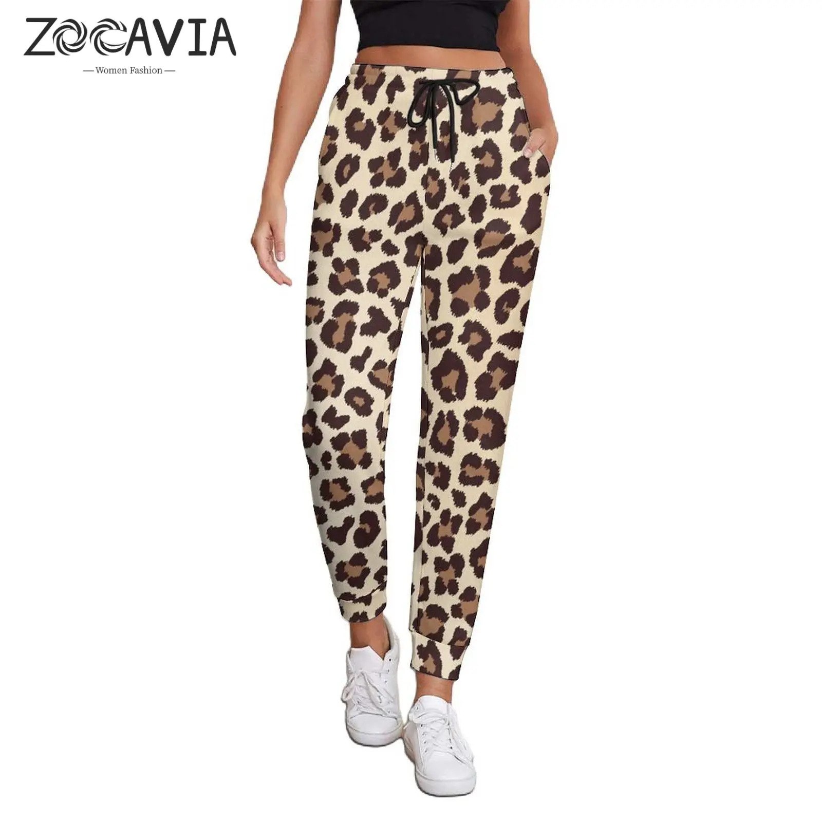 

Printed leopard print women's casual and versatile pants