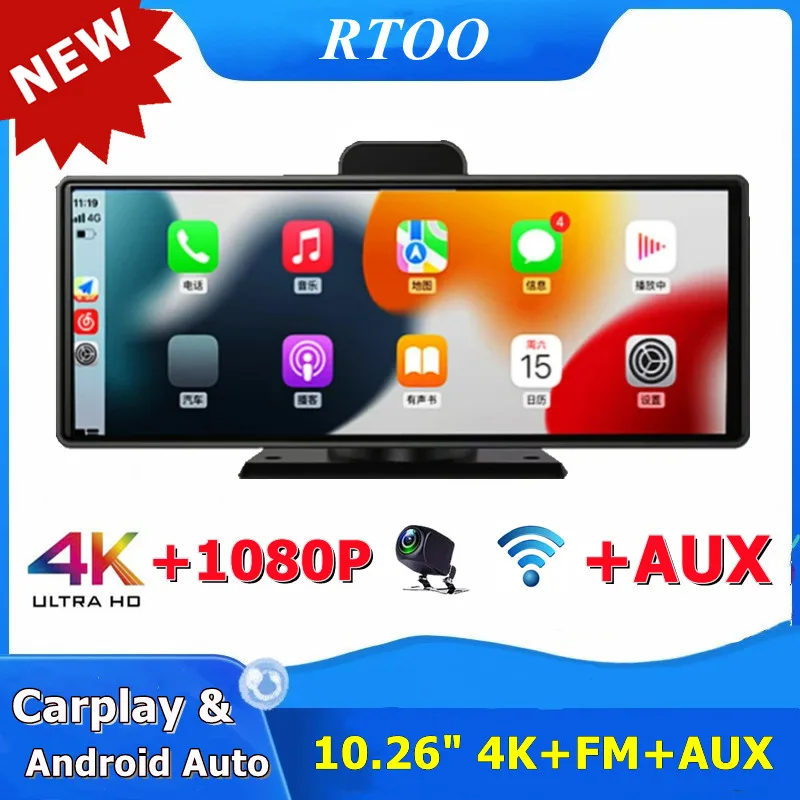 

Carplay Android Auto Car DVR 4K 3840*2160P Dash Cam IMX415 Car Camera Video Recorder Wifi GPS BT Phone APP
