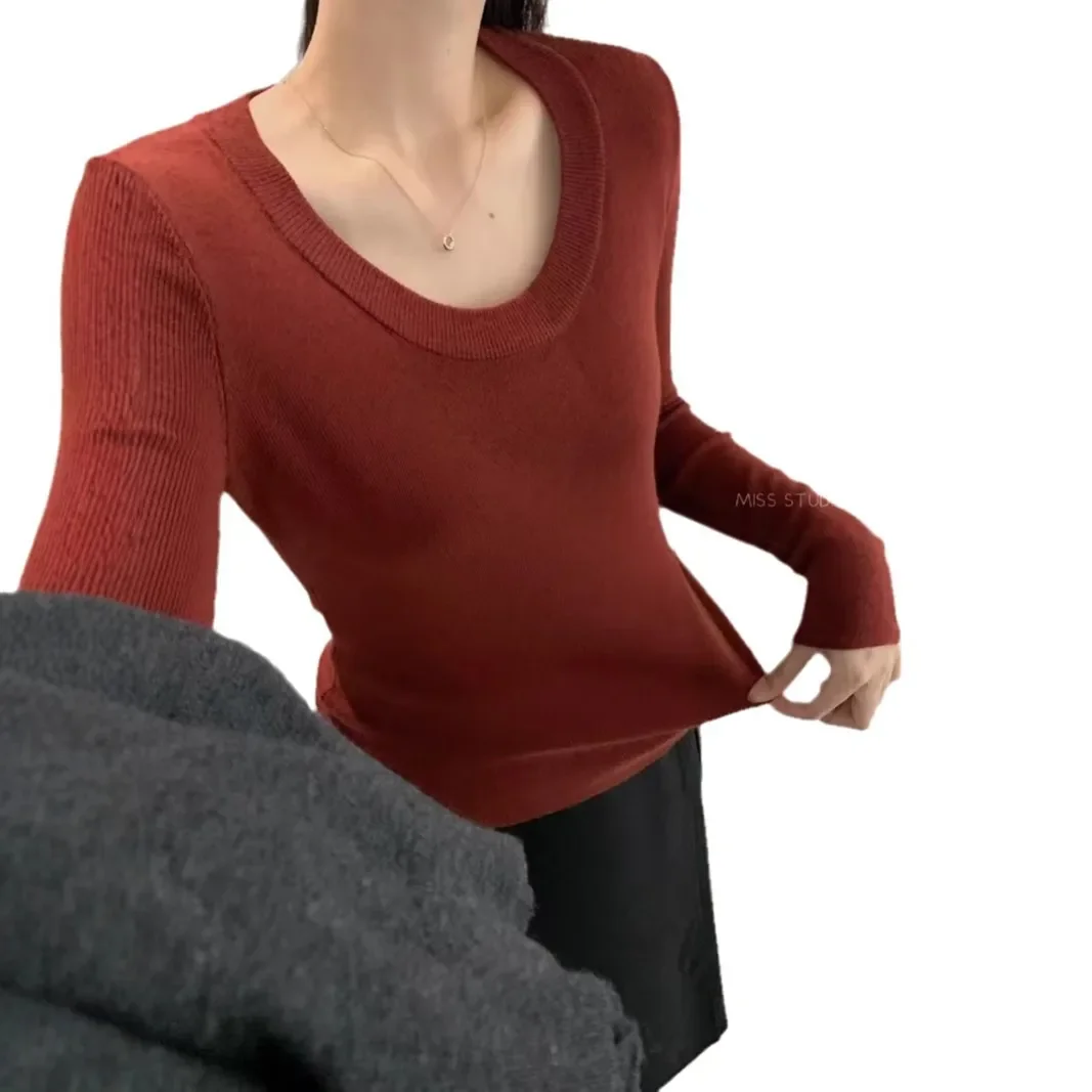 MISS Универсальный вязаный топ для похудения женский осенне-зимний базовый слой с