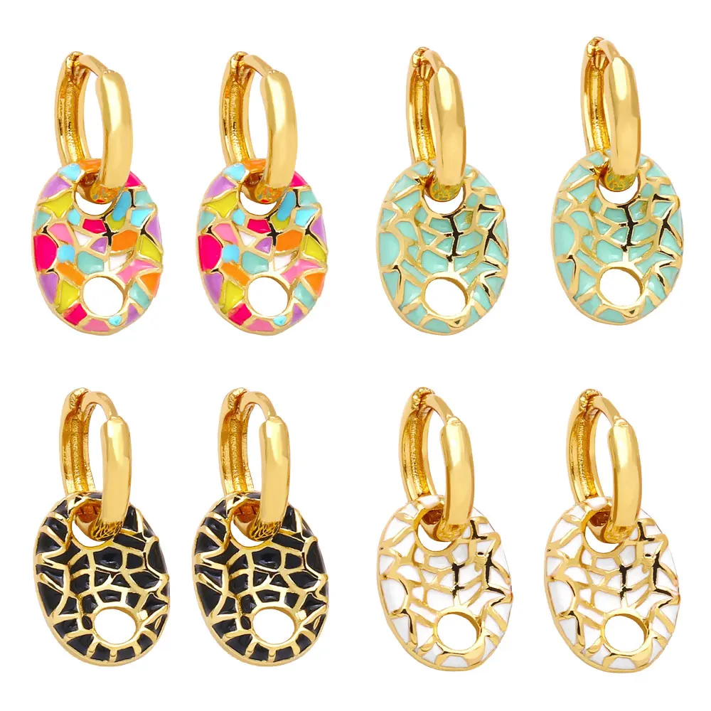 

FLOLA Rainbow Enamel Coffee Bean Earrings for Women Polished Gold Hoops Soda Tabs Dangle Earrings Fashion Jewelry Gifts ersz89