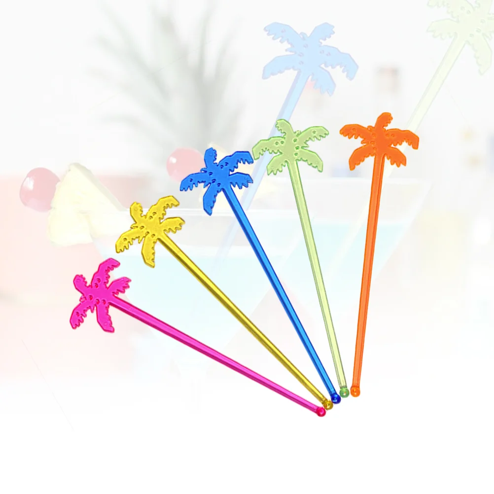 

25pcs Coconut Tree Swizzle Stick Mixing Sticks Coffee Beverage Stirring Rod (Mixed Color)