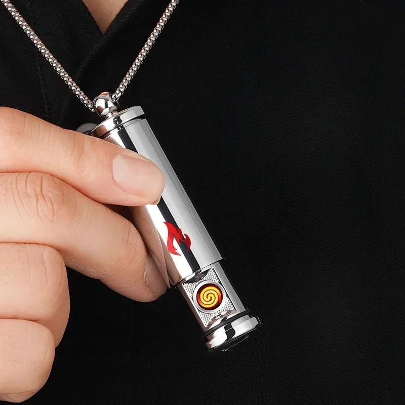 Фото Новая креативная интеллектуальная зажигалка-кулон NewMetal с голосовым управлением, на вольфрамовой проволоке, изысканная, с USB-зарядкой, ветрозащитная №3