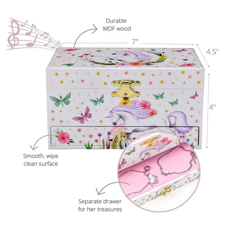 Unicorn Jewelry Storage Box and Packaging Children's Music Box Multi Functional Jewelry Display Box Birthday Gift