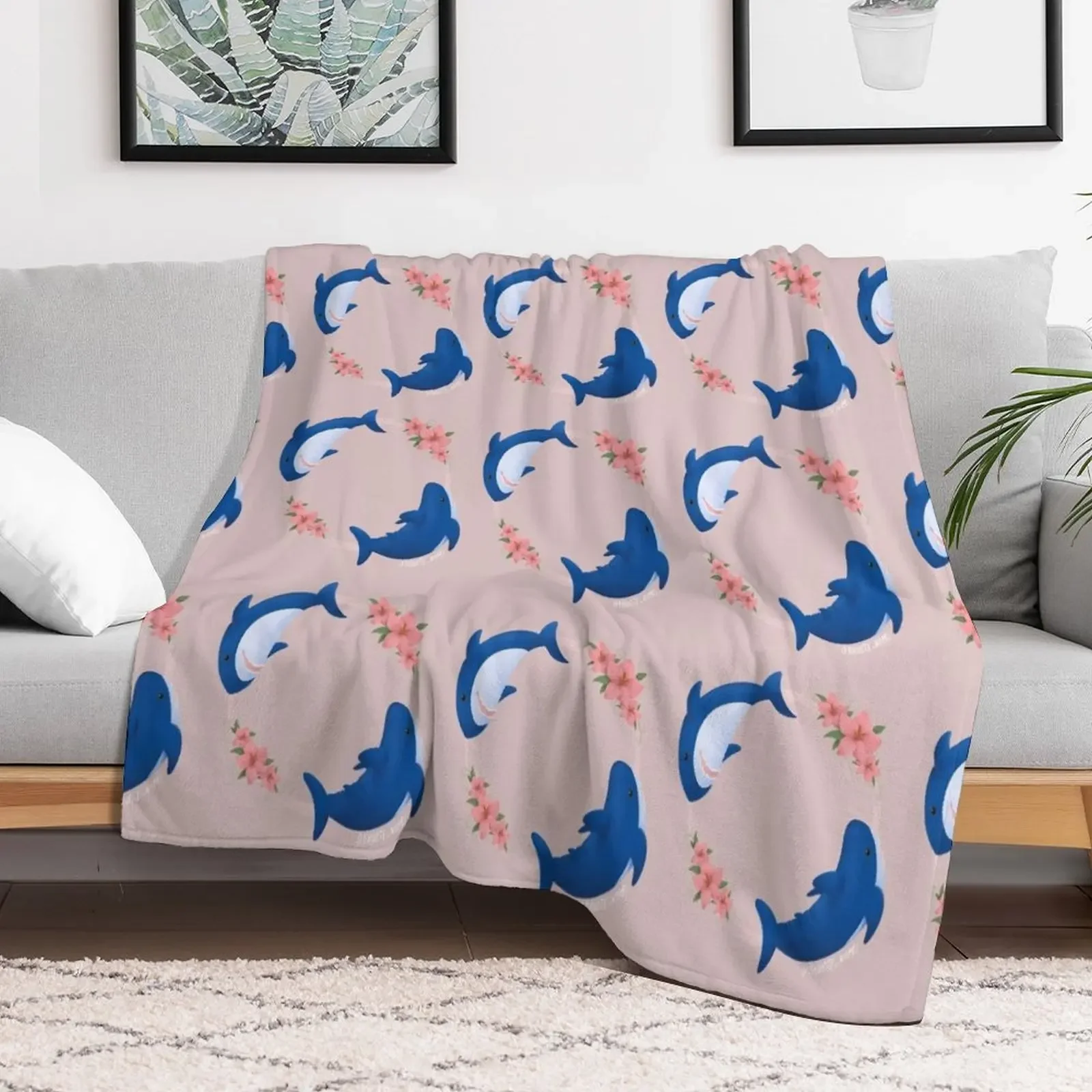 Кирпичное одеяло Brucie и Archie Shark плавающий цветок кирпичное пушистые свободные
