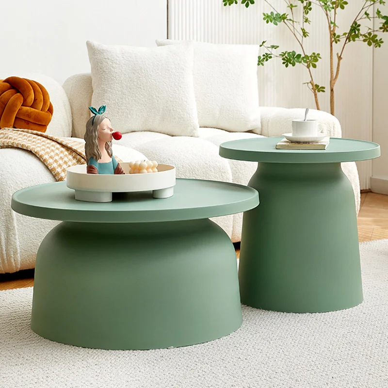 

Набор круглых кофейных столиков в скандинавском стиле, современная пластиковая крышка для гостиной, балкона, кофейного угла, прикроватный столик, уличная мебель