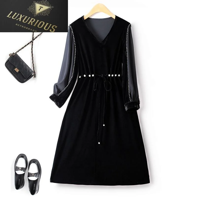 

Женское бархатное платье с V-образным вырезом, с высокой талией, размеры до 4XL