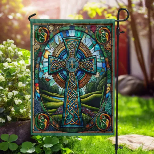 Ирландский кельтский крест-флаг Садовый флаг