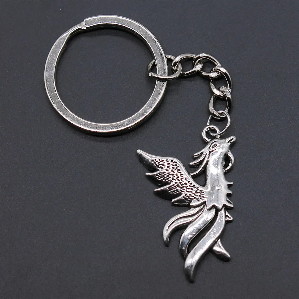 Прямая поставка брелок серебряного цвета с подвеской в виде феникса 35x22 мм