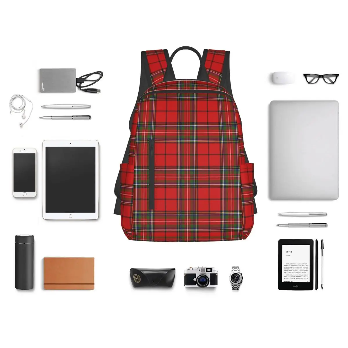 Фото Красный клетчатый рюкзак Royal Stewart Of Galloway Tartan, студенческая сумка для книг, детская школьная сумка, сумки на плечо для ноутбука, мужские и женские сумки №4