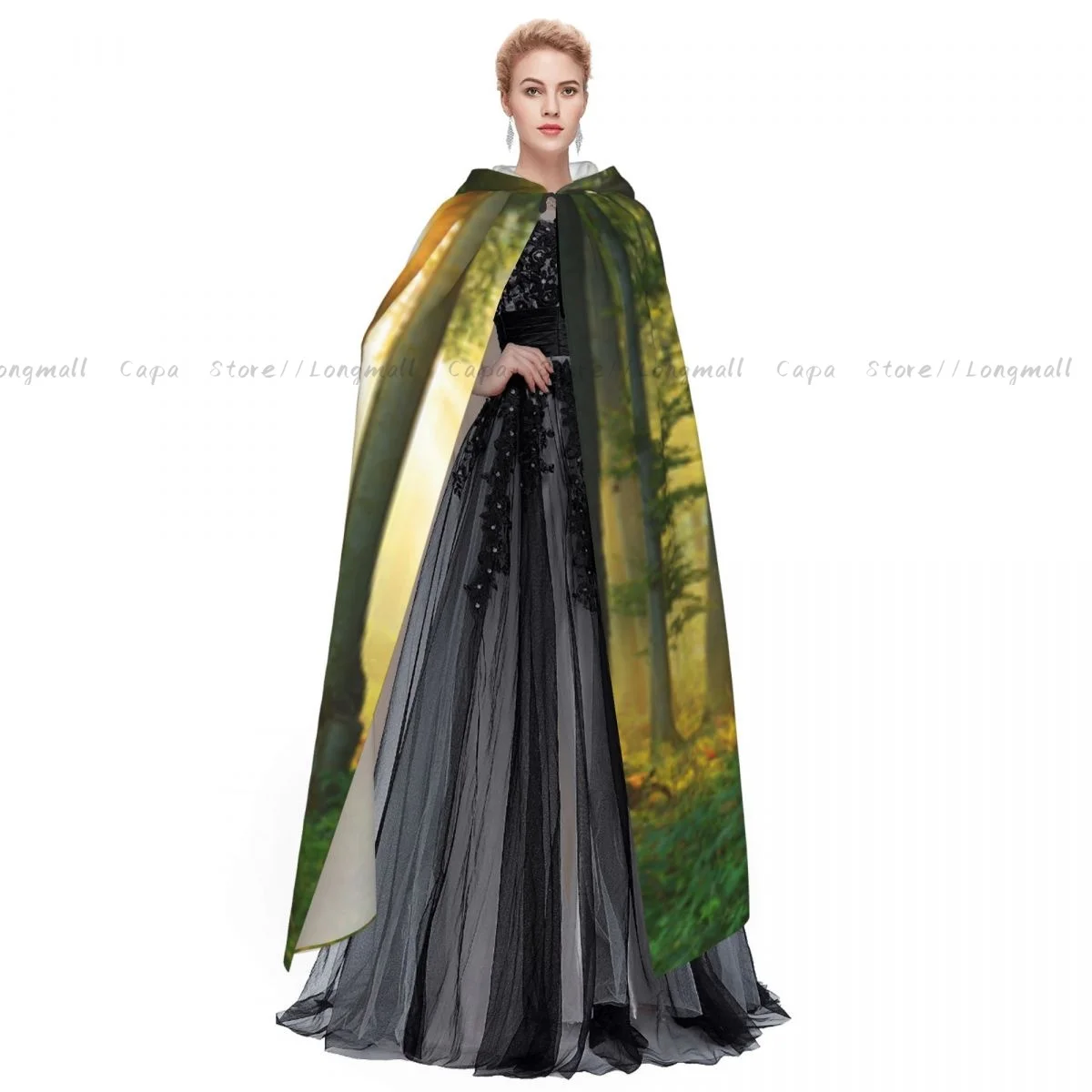 Утро в лесу плащ с капюшоном косплей костюм Хэллоуин для взрослых длинная