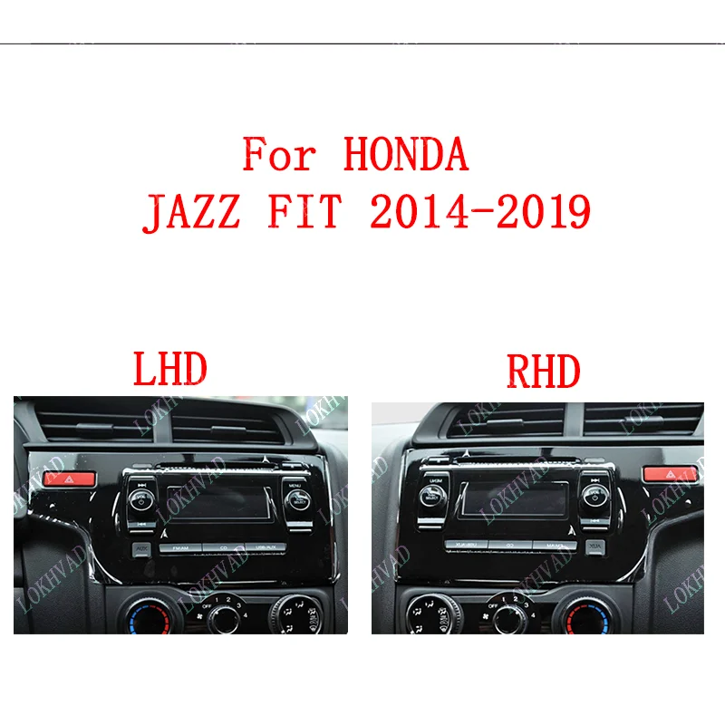 Фото 2 Din для HONDA JAZZ FIT 2014-2019 UV BLACK Автомобильная рамка Android Комплект панели Центральный лицевой кабель видео жгут canbus №2