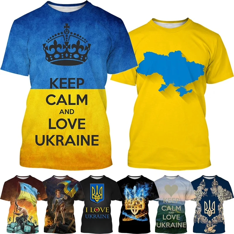 

Новая футболка с коротким рукавом I Love Украина для мужчин и женщин, Повседневная футболка с принтом, уличная одежда в украинском патриотичес...