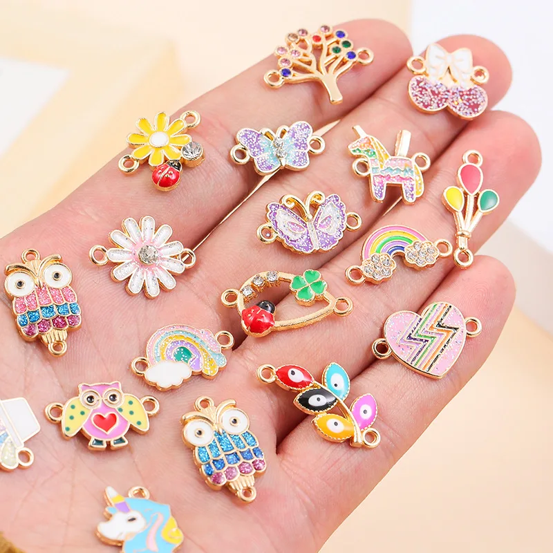 

10pcs/Lot New Enamel Animal Car Heart Shape Charms Alloy Drip Oil Bracelet Earring DIY Jewelry Making Pendant Accessories