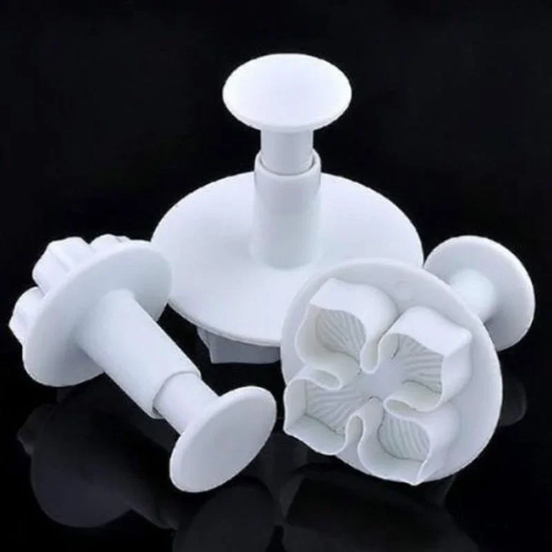 

3Pcs/Set Creative Silicone Hydrangea Fondant Cake Decorating Plunger Cutter Flower Blossom Mold Home Cake Tools