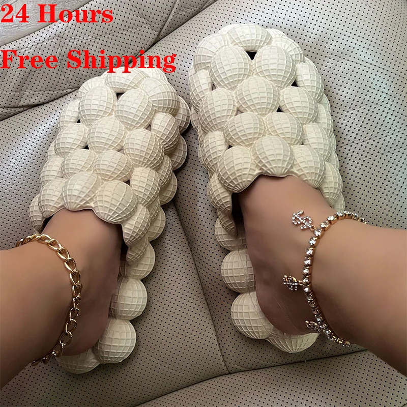 

Women Bubble Slides DIY Beach Men Women Bubble Sandals 2022 Summer House Shoes Platform Bubble Ball Slippers Men Big Size 48