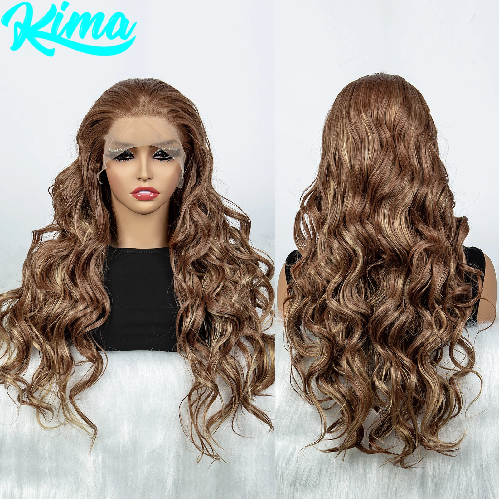 30-дюймовый Шоколадно-коричневый Синтетический Парик С Волнистыми Волнами