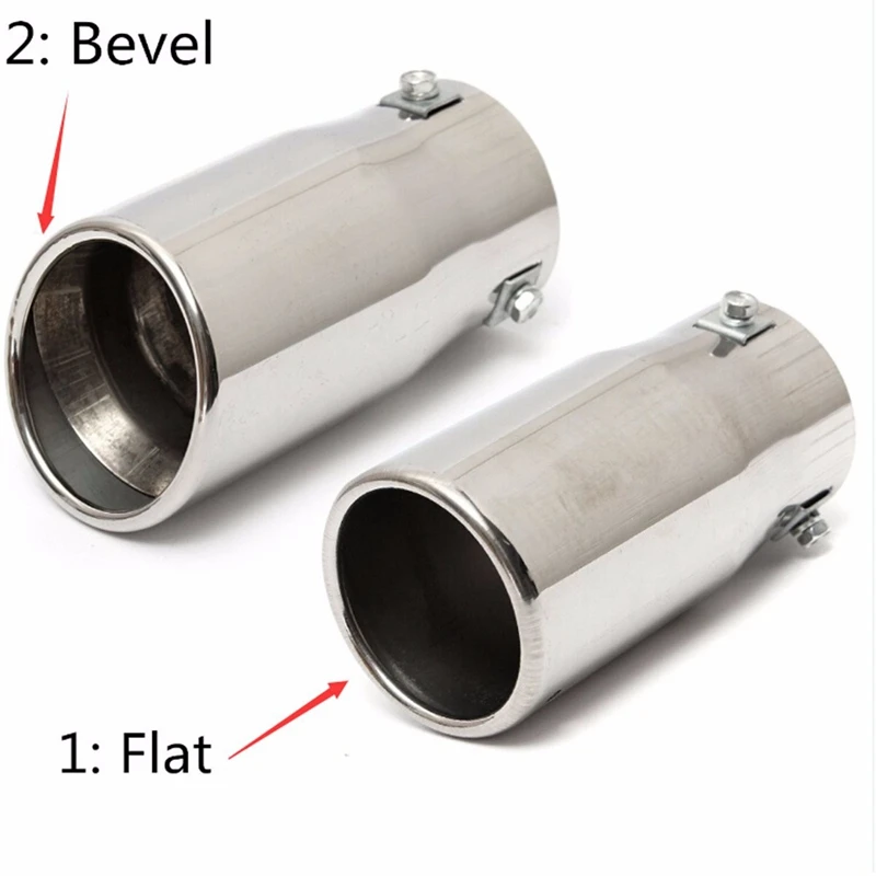 Exhaust Pipe Tip Car Auto Muffler Steel Stainless Trim Tail Tube Auto Replacement Parts Exhaust Systems Mufflers Vehicle Chrome