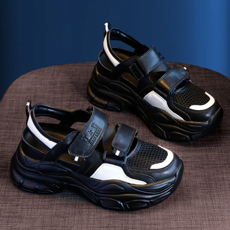 7CM Women Sandals 2023 Mesh Hook&Loop Comfy Platform Soft Women Lightweight Casual Beach Summer Sandals Outdoor Female Sandals