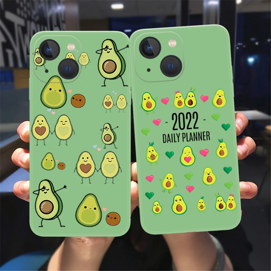 

Funny Cartoon Fruit Avocado Candy Color green Phone Cover For iPhone11 12 13 14 Pro XS Max X XR 14Plus 13Mini Cute Soft TPU Case