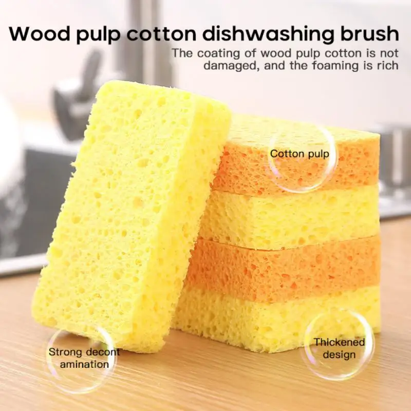 

Sponge Eraser Oil Removal Artifact Brush Dish Pot Cleaning Brush Wood Pulp Sponge Descaling Clean Rub Pot Kitchen Gadgets