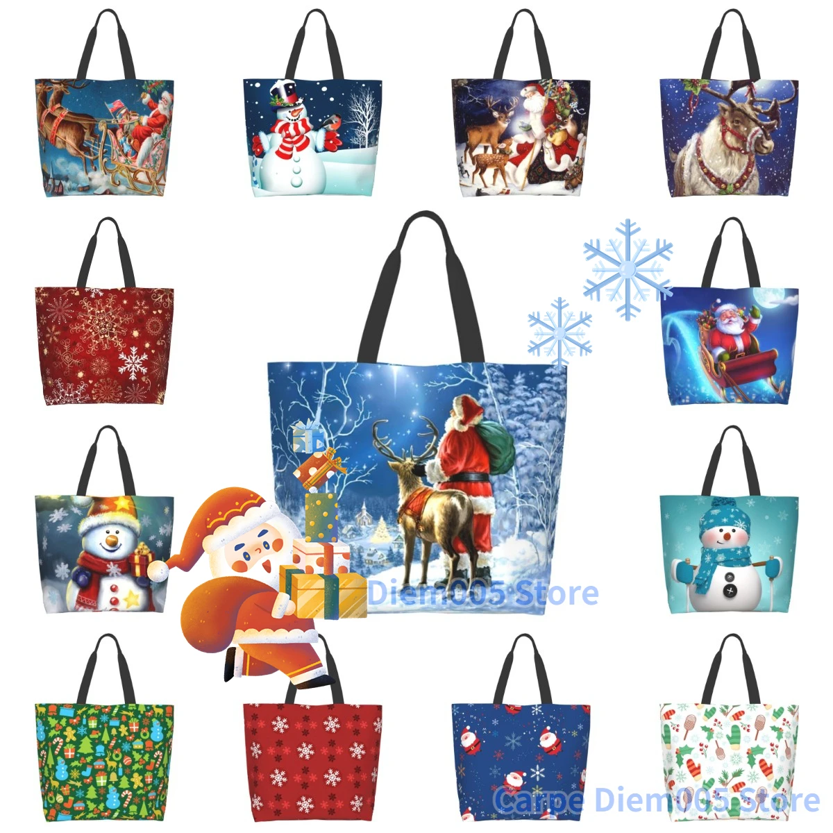 

Christmas Large Capacity Shopping Grocery Tote Bag For Ladies