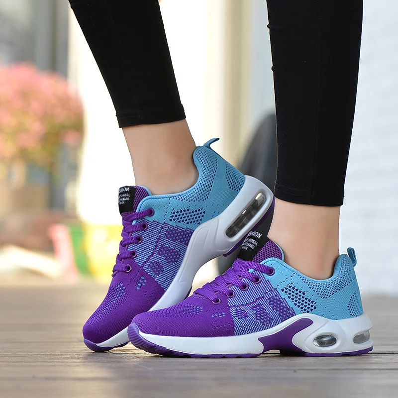 Women's Purple Sneakers Shuttle Fabric Lightweight and Breathable Soft Sole Comfortable Casual Sports Shoes Trainer Tennis 2023