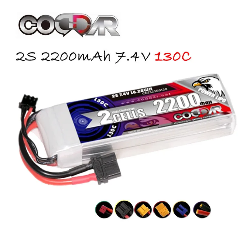 

CODDAR RC Drone LiPo Battery 2S 7.4V 2200mAh 130C With XT60 T Plug For RC Airplane Helicopter Quadrotor Car Aircraft Batteries