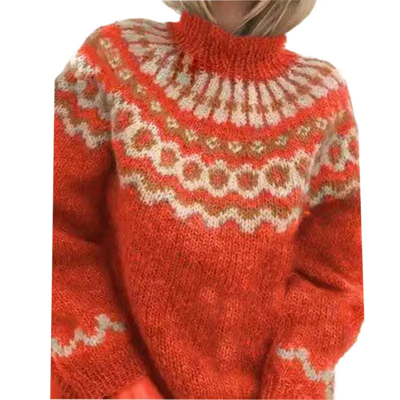 

Женская водолазка, пуловер, топы, Осень-зима, модные толстые теплые свитера с длинным рукавом в стиле пэчворк, женская повседневная трикотаж...