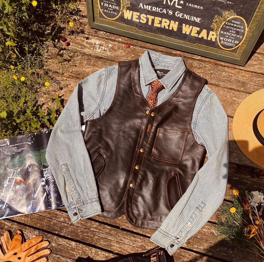 

CDCV01 Cidu Asian Size Super Quality Cow Skin Waistcoat Cowhide Leather Stylish Durable Vest