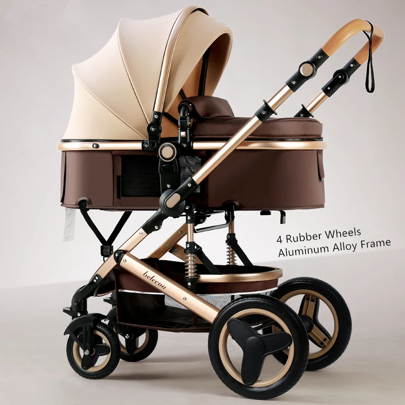 Belecoo Lightweight Luxury Baby Stroller 3 in 1 Portable High Landscape Reversible Stroller Hot Mom Pink Stroller Travel Pram