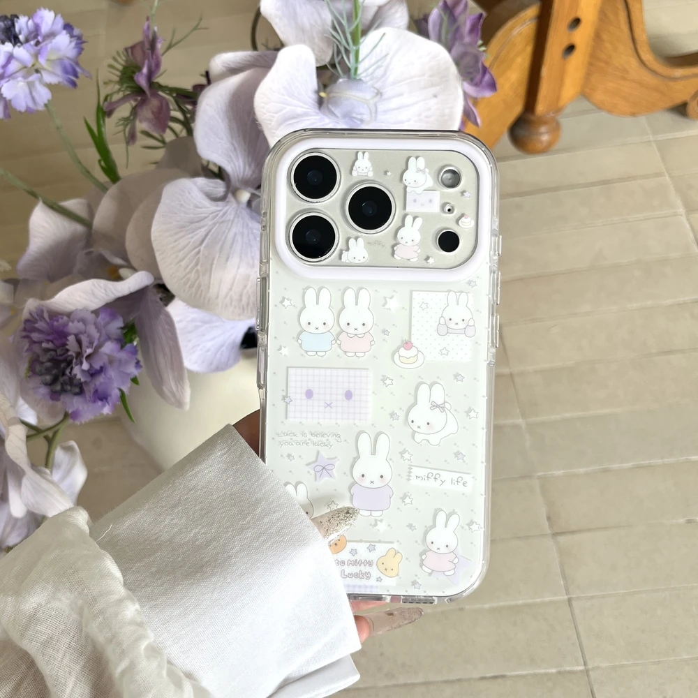 Фото Милый корейский мультяшный чехол с кроликом Миффи для iPhone 17 Pro, 16, 15 Pro Max, противоударный, жесткий чехол №3