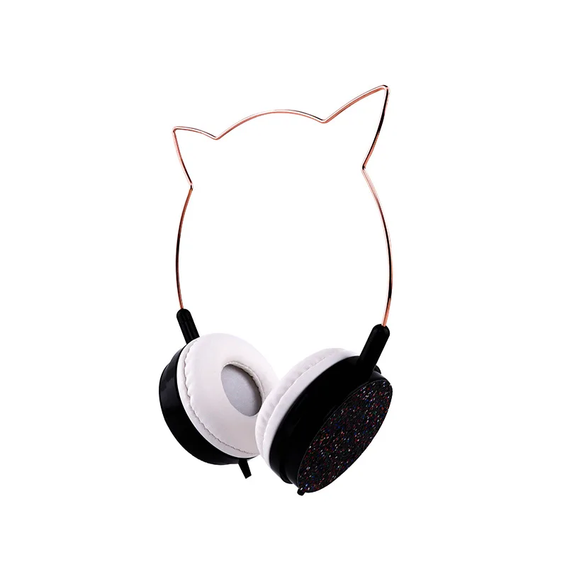 

Cat Ear Earphones Headworn Cute Girls Trendy Korean Music Subwoofer Mobile Phone with Microphone Wired Children's Earphones