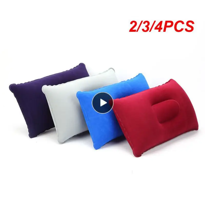 

2/3/4PCS Small Inflatable Pillow Inflatable Travel Pillow Pvc Surface Soft Flocking Square Pillow Protable Folded