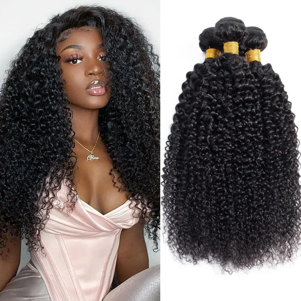 

10A Peruvian Kinky Curly Bundles Human Hair Extension Hair Weave Bundles Curly Human Hair Bundles Virgin Hair No Tangle No Shed
