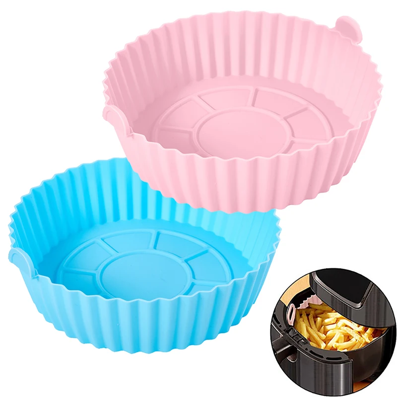 16.5cm Air Fryer Reusable Pot Silicone Oven Baking Tray Round Liner Easy Clean  Pizza Plate Grill Pan Mat Air Fryer Accessories