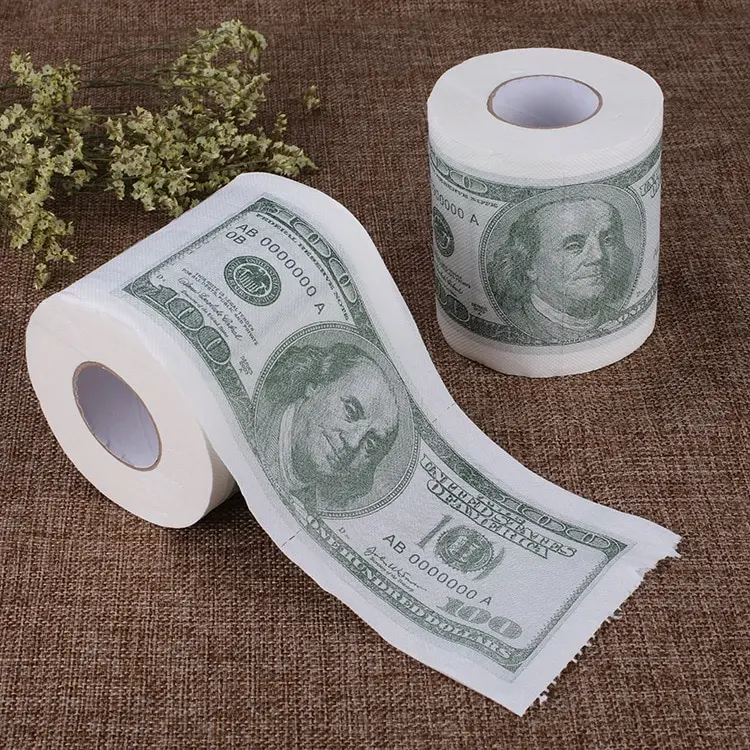 1 Roll Dollar Bill Toilet Paper for Home Rolling Paper Holder Toilet Funny Gift 10X10cm Toilet Paper