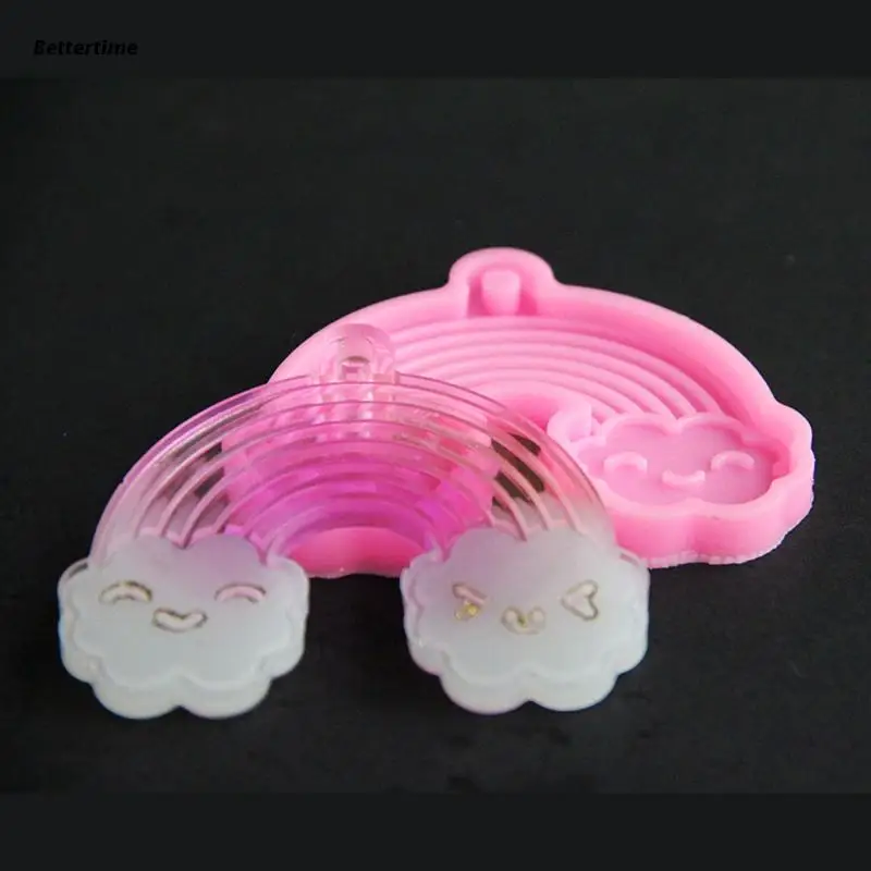 

B36D Shiny Glossy Rainbow Clouds Keychain Silicone Epoxy Resin Mold DIY Pendant Mold