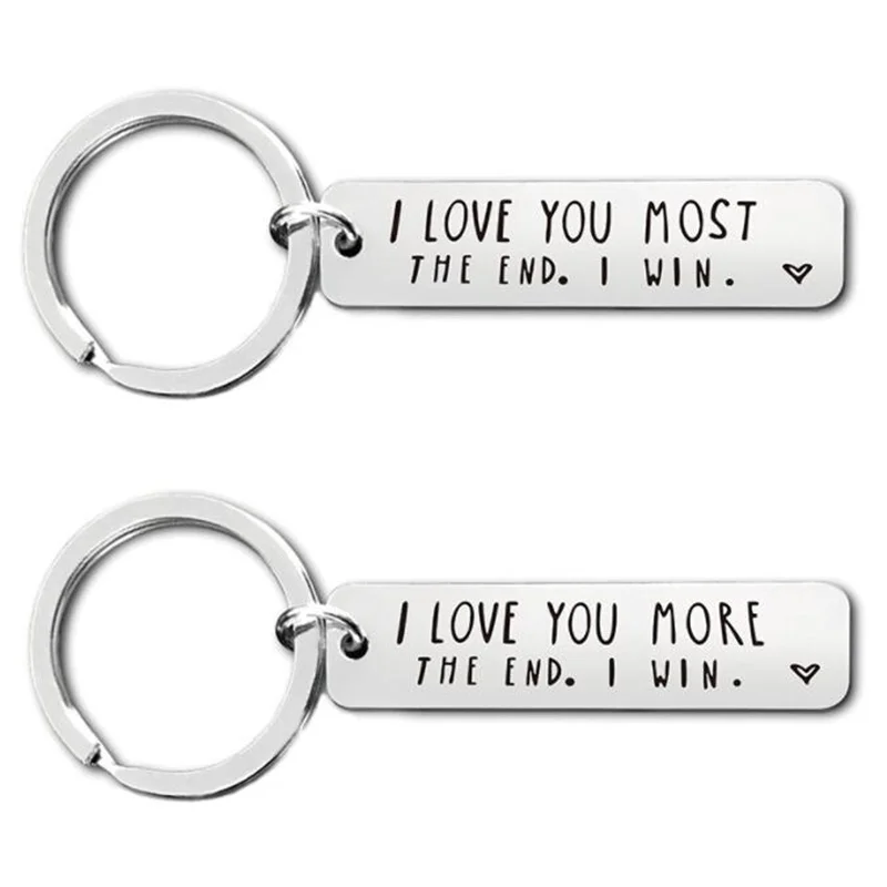 

New Keychain Gift for Him Her I Love You More The End I Win Sentimental BFF Girlfriend Boyfriend Husband Wife Couple Key Ring