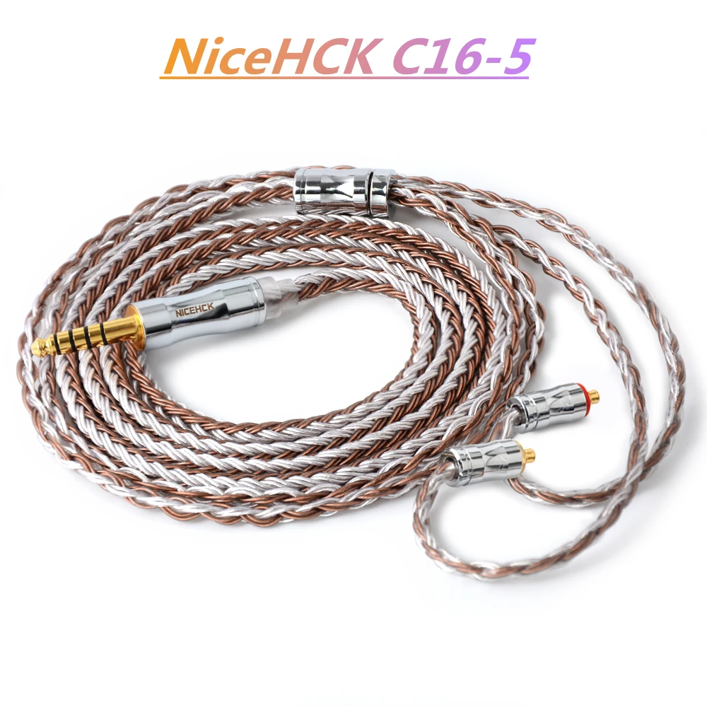 

NiceHCK C16-5 16 Core Copper Silver Mixed Cable 3.5/2.5/4.4mm Plug MMCX/2Pin/QDC/NX7 Pin For BL-03 TRNCCAKZZSX TFZ QDC NX7 PRO