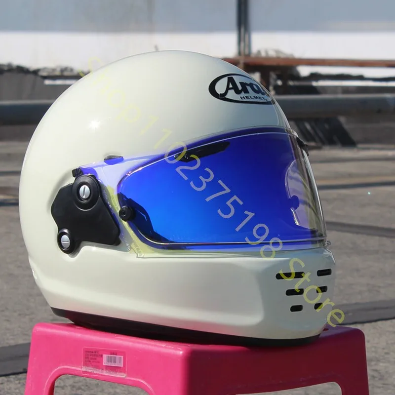 Шлем на все лицо из стекловолокна и японского режима молочно-белый