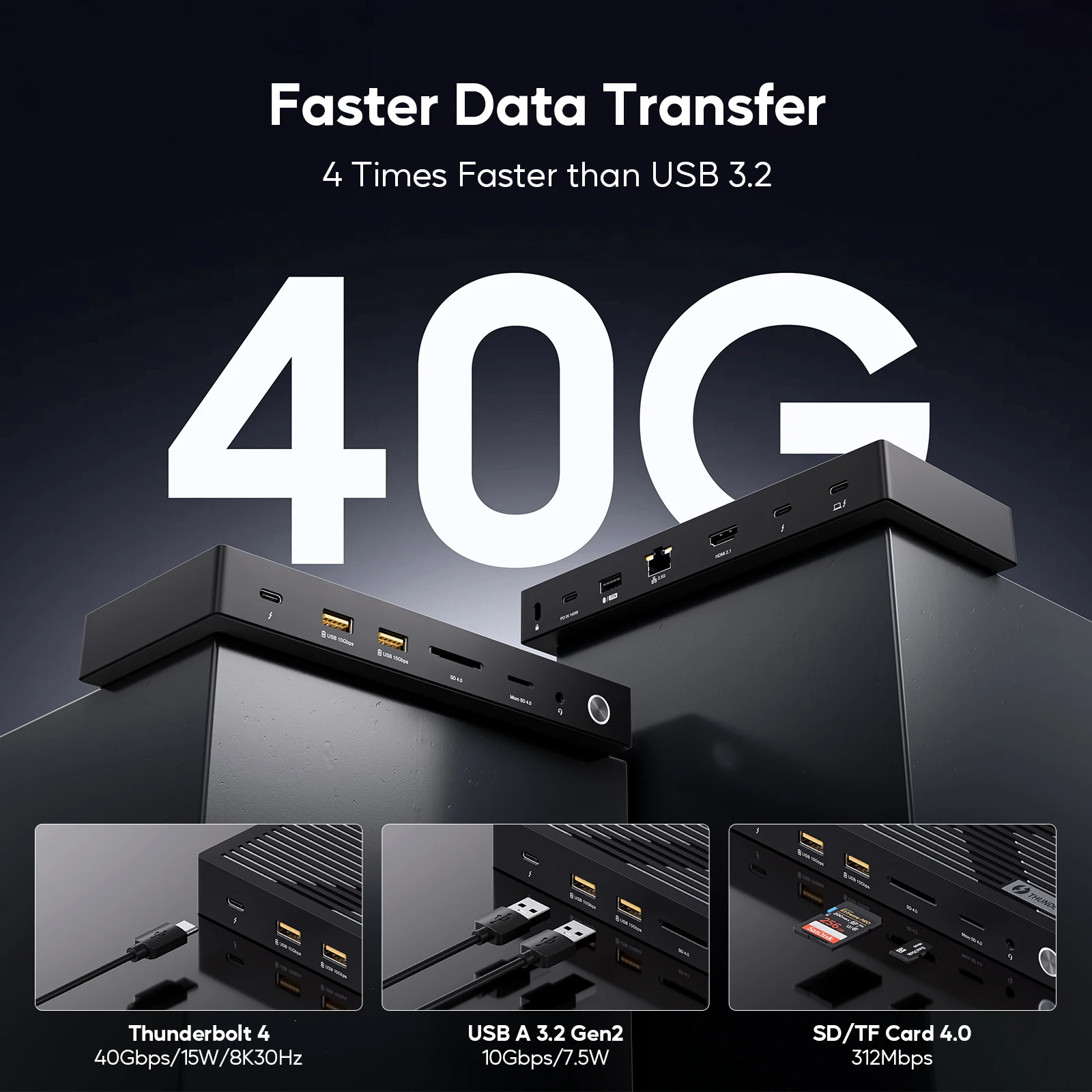 PULWTOP Docking Station Thunderbolt 4