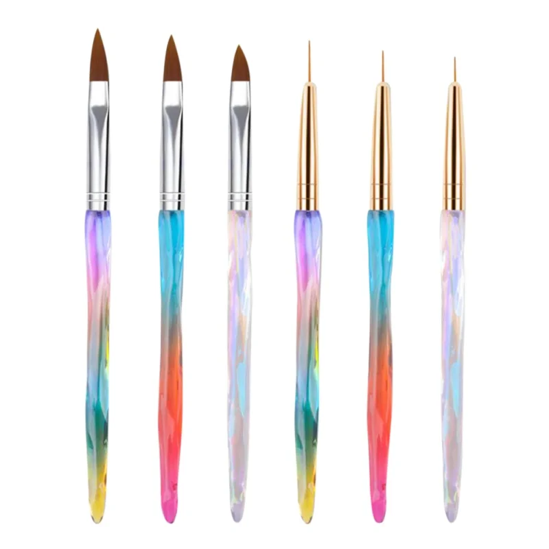 

Набор кистей для ногтей, 6 шт., инструменты для рисования, Гель-лак, дизайн ногтей, DIY маникюр, простой в использовании набор кистей для дизайн...