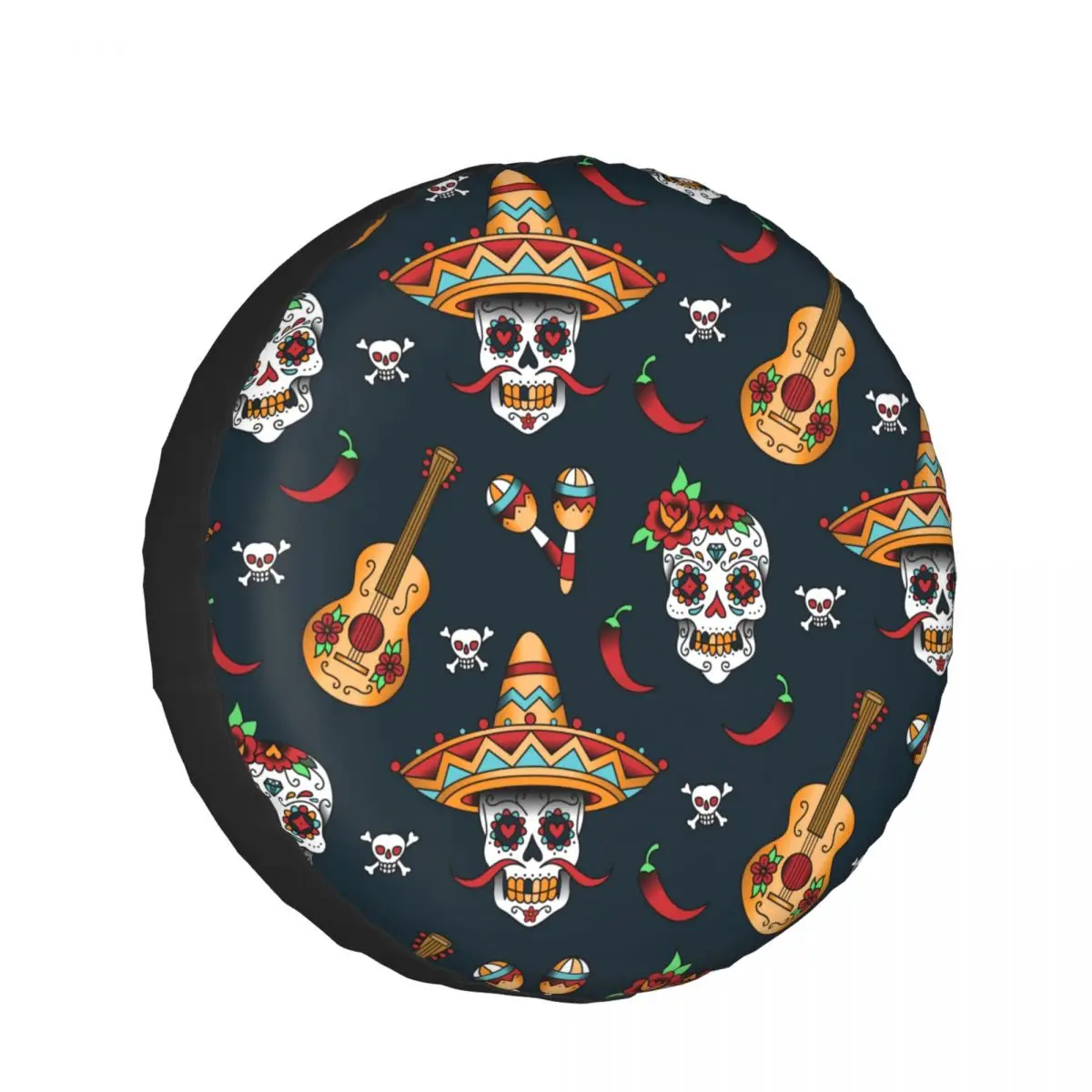 

Spare Wheel Tire Cover Case Pouch Protector Mexican Skull Pattern Car Tyres for Jeep Hummer 14 /15/16/17 Inch