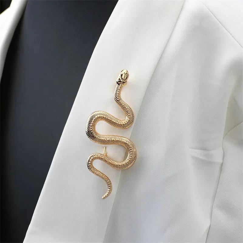 

2PCS Gold Silver Snake Brooches Luxury Metal Snake Party Casual Fashion Animal Brooch Jewelry Gifts Women Men Lady