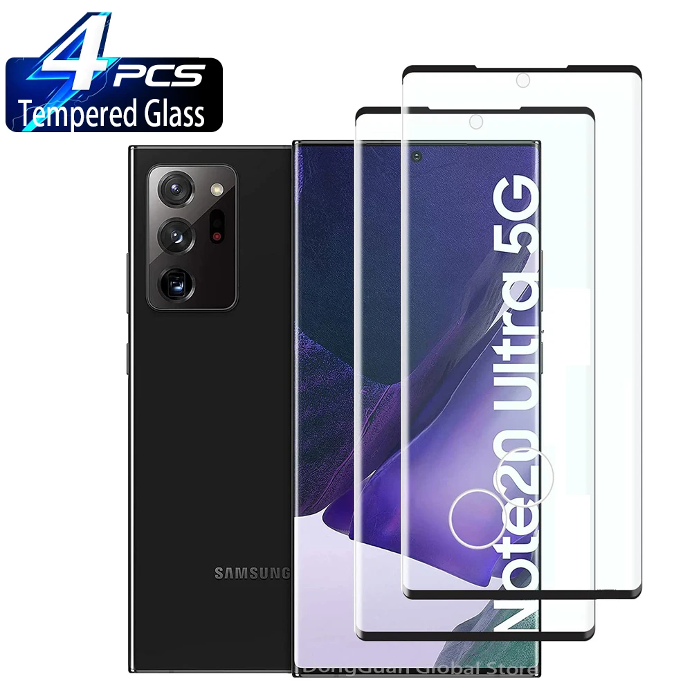 

2/4Pcs HD Tempered Glass For Samsung Galaxy Note 20 10 Ultra S20 Plus S21 S22 S23 ultra Curved Ultrasonic Screen Protector Glass