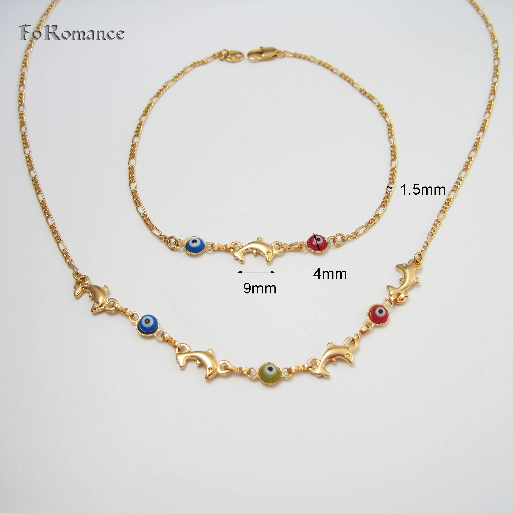 Тонкий браслет и ожерелье Дельфин сглаза