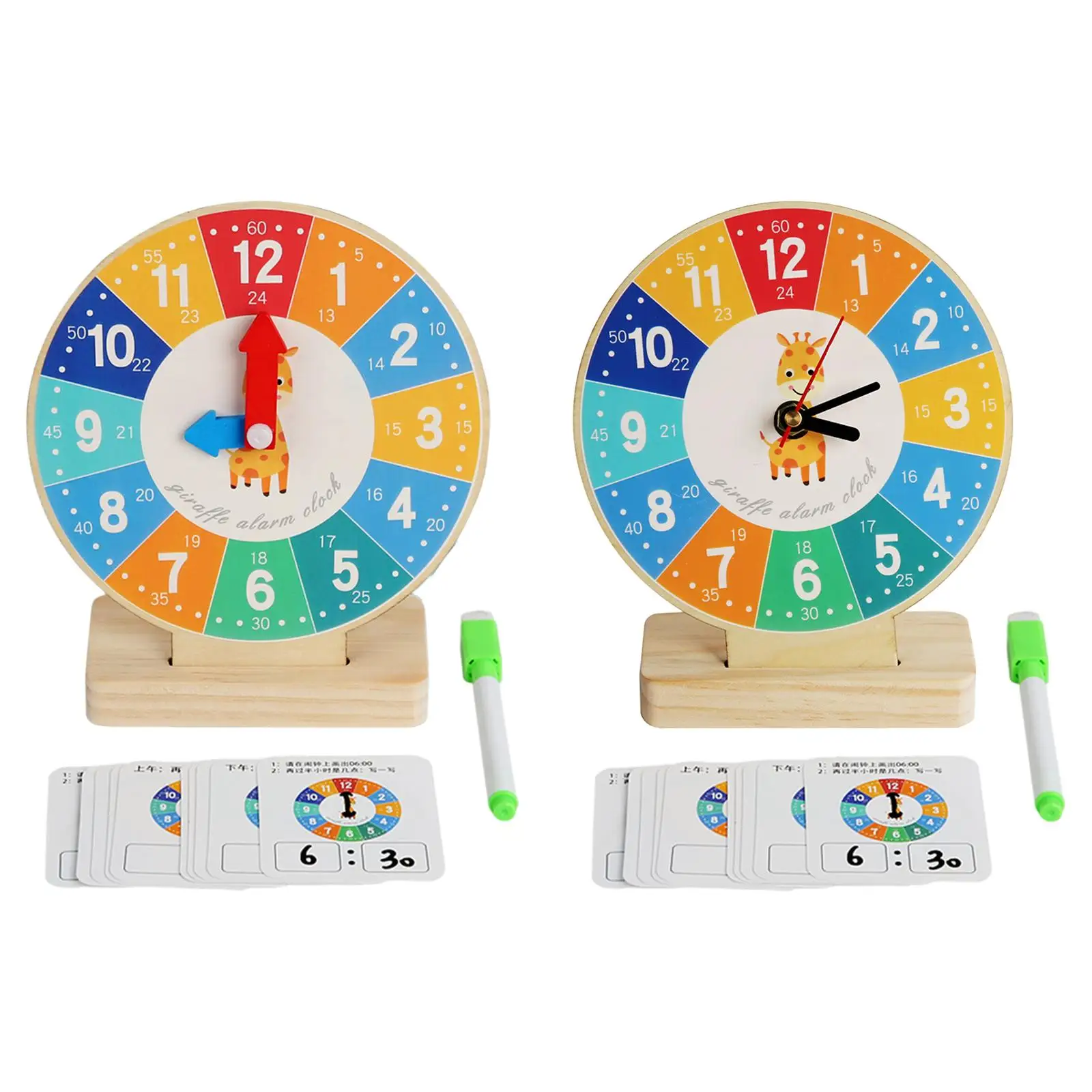 

Teaching Clocks for Kids Wooden Clock Toy for Home School Supplies Toddlers