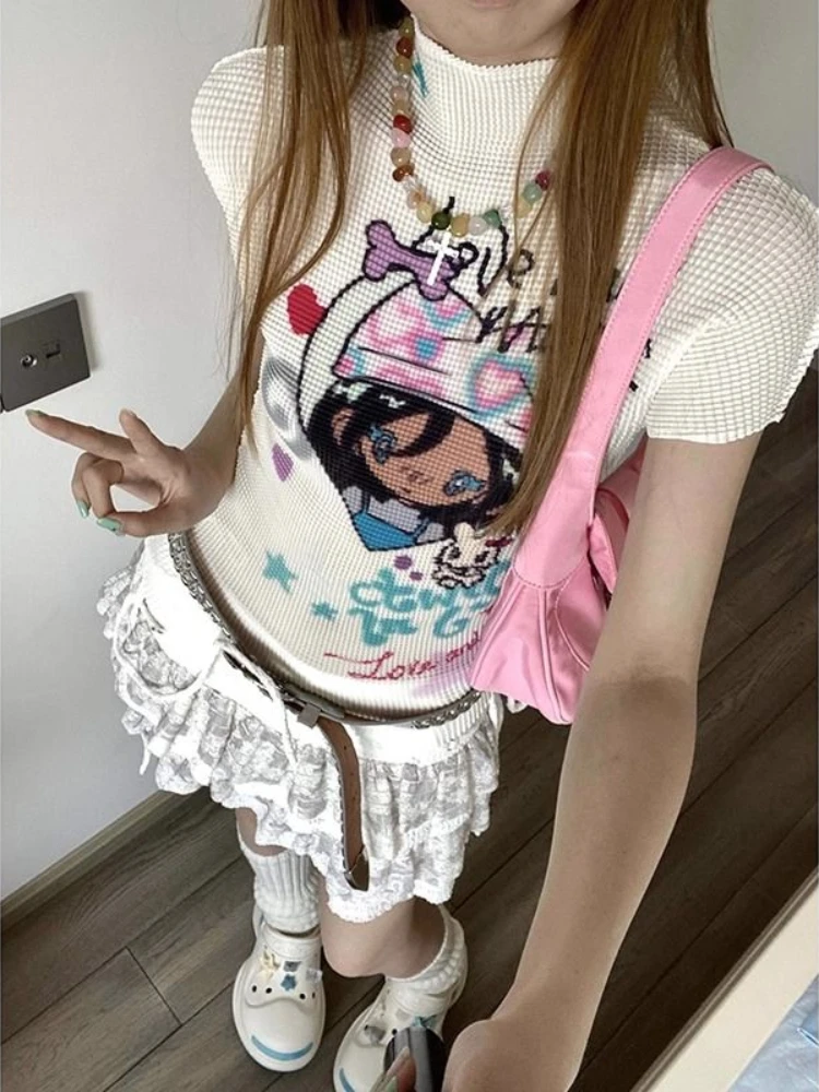 HOUZHOU женские футболки с героями мультфильмов полиэстер