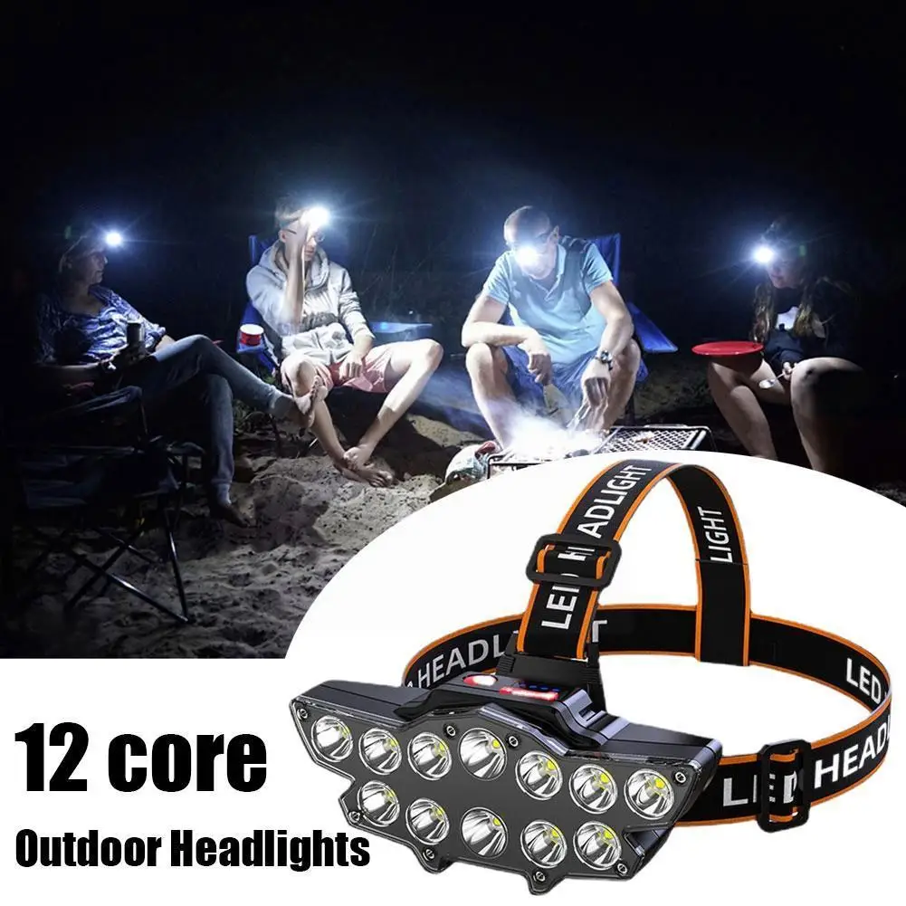 

Налобный фонарь P900, 12 светодиодов, 4 режима, зарядка через USB