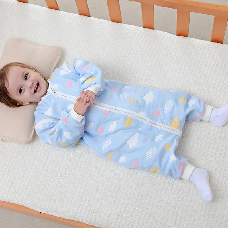 Spring Autumn 6 Layer Gauze Split-leg Sleeping Bag Children Anti-kick Quilt 2 Baby Air-conditioned Room |